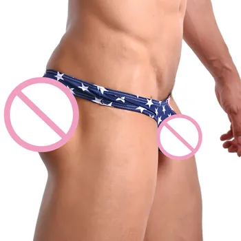 Pánské Sexy spodní Prádlo Kalhotky Tanga Bikiny Vlajka USA Bavlna Nízkým Pasem kalhotky Kalhotky Gay Penis Pouzdro Módní spodní Prádlo Tanga
