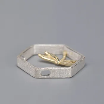 Předsádce Geometrické Zlatý Dragonfly Hollow Hexagon Přívěsky Real 925 Sterling Silver Jemné Šperky Pro Ženy, Dárek Vysoké Kvality