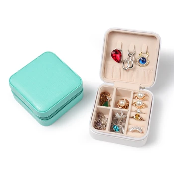 Přenosná pu kožené pouzdro stojan šperky na zakázku cestovní taška prsten náhrdelník náušnice úložný box jednoduché balení box dárek