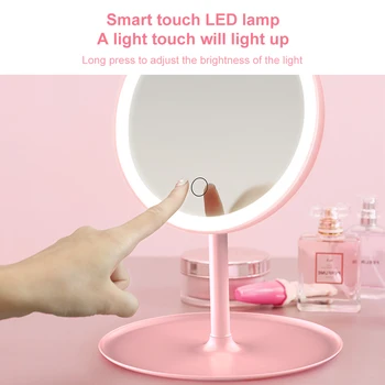 Přenosné LED Světlo-Up Kosmetickým Zrcadlem Dotykové Ovládání, LED Make-Up Světla Stojící Kosmetické Zrcadlo Vanity Mirror Nastavitelný Jas