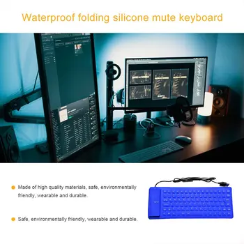 Přenosný USB Klávesnice Flexibilní, Vodě Odolné, Měkké Silikonové Herní klávesnice pro Tablet Počítač Laptop PC