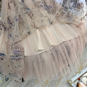 Přepravní těžké řemeslo dopis mesh výšivky pase skládaný sukně 2020 dámské letní sukně módní divoké-line sukně XL