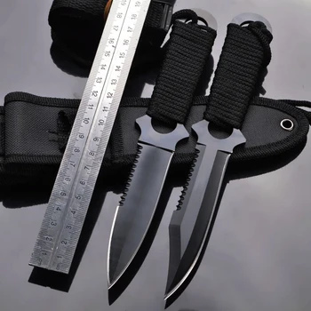 Přežití Nůž Potápěčský Nůž s Nylonovým Pláštěm Venkovní Přežití Nože Lovecké Camping Nerezové Nože Kapesní Nůž, Černá