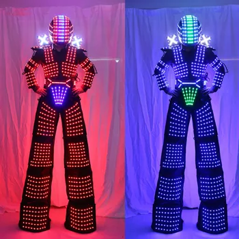 Přivedla de Robot LED Chůdách Walker LED Světlo Robot Kostým Oblečení událost kryoman kostým led disfraz de robot