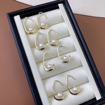 Příroda sladkovodní pearl náušnice, s 925 stříbrný háček -- AAAA kvalitní pearl náušnice,18 k zlaté pokovování