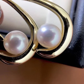 Příroda sladkovodní pearl náušnice, s 925 stříbrný háček -- AAAA kvalitní pearl náušnice,18 k zlaté pokovování
