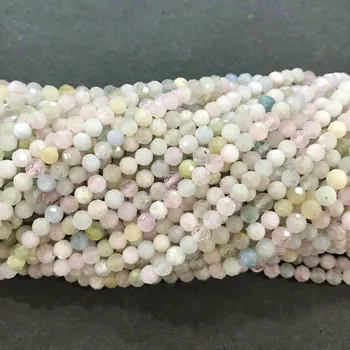 Přírodní Morganite Velikost Tváří Kulaté Loose Korálek Léčivé Energie Kamene pro DIY Výrobu Šperků Náramek Náhrdelník Design 2mm 3mm 4mm