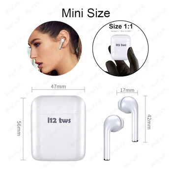 Původní i12 TWS Bezdrátová Bluetooth Stereo Sluchátka Vzduchu Sluchátka Headset S Nabíjecí Box Pro iPhone Android PK i7s i9s i90000