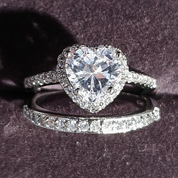 Původní srdce cut cubic zirkon snubní prsten pro ženy nevěsty zásnubní Šperky Kapela věčnost dárek R4866