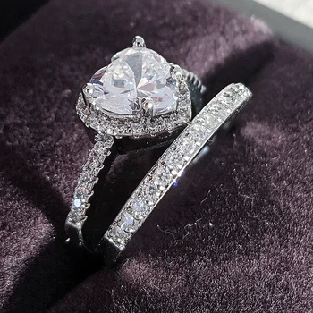 Původní srdce cut cubic zirkon snubní prsten pro ženy nevěsty zásnubní Šperky Kapela věčnost dárek R4866
