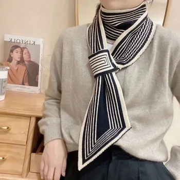 RANMO Nové korejské verze ženy malé univerzální šátek kostkovaný úplet podzim zima krku stráž net infračervené šátek 2020recommended