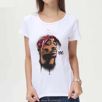 Rapper 2Pac/Tupac Tištěné Ženy T Košile Krátký Rukáv O-Neck Topy Fashion T-Shirt Hip Hop Trička Topy Trička Harajuku Streetwear