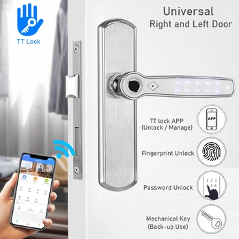 RAYKUBE Bluetooth Otisků prstů Zámek Dveří TT Zámek Telefonu, Heslo pro APLIKACI Mechanickým Klíčem Odemknout Snadná Výměna Smart Home