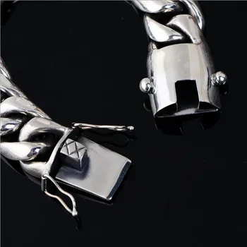 Real 925 pevné stříbrné hrubý punk osobnosti módní pánské šperky široký řetěz náramek