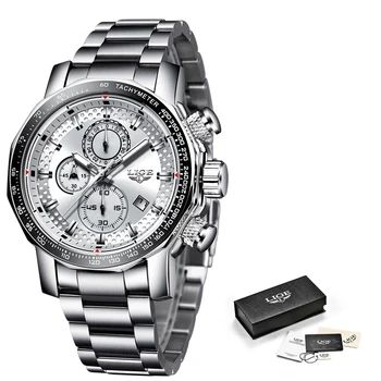 Relogio Masculino 2020 Módní Pánské Hodinky Top Značky Luxusní Stříbrné Náramkové hodinky Muži Oceli Velký Ciferník Vodotěsné Quartz Hodiny