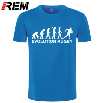 REM Evoluce Rugbying Potištěné Bavlněné T Košile Muži Ležérní Krátký Rukáv O-neck T-Shirt Legrační Hip Hop Pánská Sportovní Topy Tees Homm