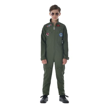 Reneecho Muži Top Gun Flight Suit Kostým Chlapci Air Force Stíhací Pilot Kombinéza Halloween Kostým Pro Rodiny Purim Cosplay