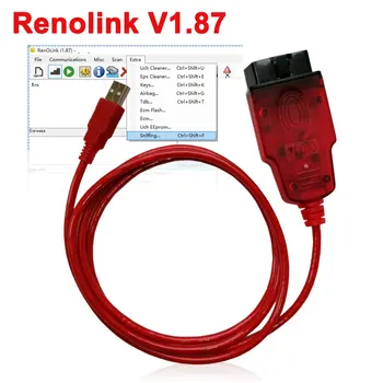Renolink V1.87 ECU Programátor pro Renault Renolink Kódování Klíče UCH Odpovídající Dashboard Kódování ECU Resetování Funkcí