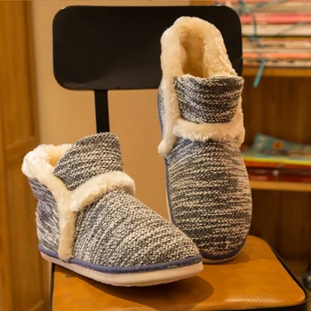 Retro Domácí Přezůvky Ženy Zimní Teplé boty pro ženy, nadýchané Měkké pohodlné pantofle Dům pantofle venkovní ležérní boty