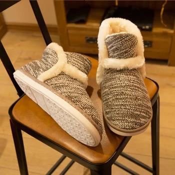 Retro Domácí Přezůvky Ženy Zimní Teplé boty pro ženy, nadýchané Měkké pohodlné pantofle Dům pantofle venkovní ležérní boty