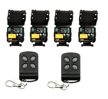 RF mini Bezdrátové Dálkové Ovládání, AC 220 V, 1 kanál, 4 Přijímač & 2 vysílač self-lock