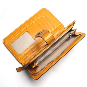RFID Blokování Vintage Peněženky, Olej, Vosk, Kůže velkokapacitní Originální Kožené Dlouho, Peněženky Bronzové Slunce, Květina Dámy Mince Kabelku
