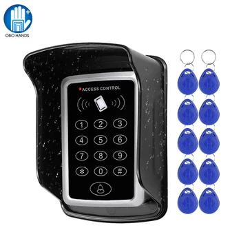 RFID Klávesnice Klávesnice Systém Kontroly Přístupu Vodotěsné Krytí Venkovní 10ks EM4100/TK4100 Klíčenky Dveře Otvírák pro Home Lock Systém