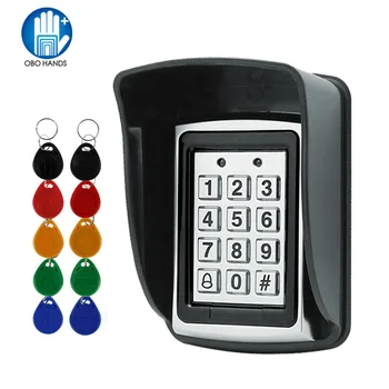 RFID Kovové Řízení Přístupu EM Card Reader Klávesnice s 10 EM4100 klíčenek nepromokavou protecter kryt Pro Dveřní Systém Kontroly Přístupu