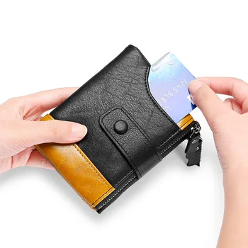 Rfid Pravé Kůže Muži Peněženky Držitele Karty Foto Peníze, Tašku, Kabelku Muž Blokování Malých Slim Zip Peněženky 2021 Peněženku Pro Muže