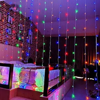 RGB 4,5 M LED Víla světla AC110V 220V LED String Světlo Dovolenou Hvězdičkový Led Závěs String Světla Pro Domácí Vánoční Věnec Dekor