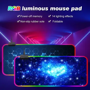RGB Světelný Gaming Mouse Pad Tlustý Big Mouse Mat 14 Režimy Osvětlení Hráč Vedl Počítač Podložka pod myš, Klávesnice, psací Stůl Mat
