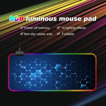 RGB Světelný Gaming Mouse Pad Tlustý Big Mouse Mat 14 Režimy Osvětlení Hráč Vedl Počítač Podložka pod myš, Klávesnice, psací Stůl Mat