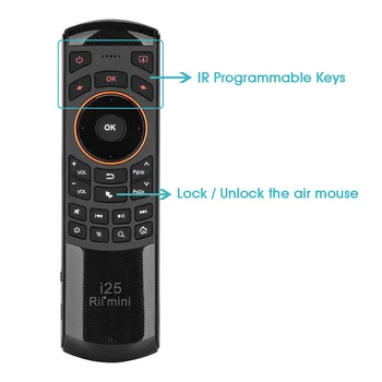 Rii mini i25 hebrejské Klávesnice Fly Mouse Dálkové Ovládání s Programovatelným Klíč Pro Smart TV Android TV Box Fire TV