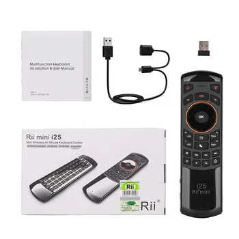 Rii mini i25 hebrejské Klávesnice Fly Mouse Dálkové Ovládání s Programovatelným Klíč Pro Smart TV Android TV Box Fire TV