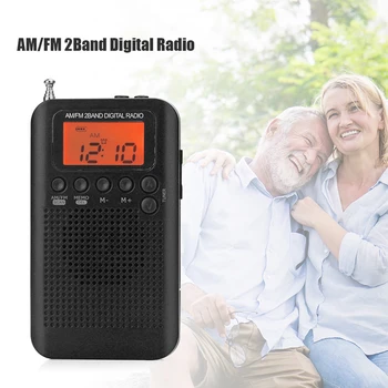 RLZ-104 AM FM Rádio, Digitální Displej Kapesní Rádio s 40mm Ovladač Reproduktoru Venkovní Přenosný Audio Přehrávač Mini Přijímač Příslušenství