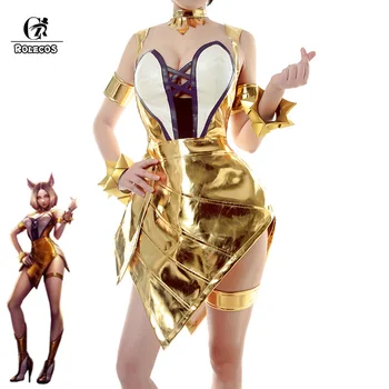 ROLECOS Hra LOL Cosplay Kostým Skupina K/DA Prestige Edition Ahri Kostým Zlaté Sexy Šaty pro Ženy Cosplay Kostým Sexy Šaty