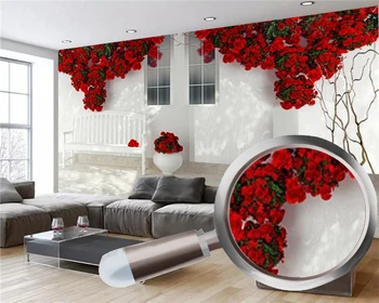 Romantické Červené Strom, 3d Tapety Obývací Pokoj Ložnice Pozadí Nástěnné Dekorační 3d Nástěnné Tapety