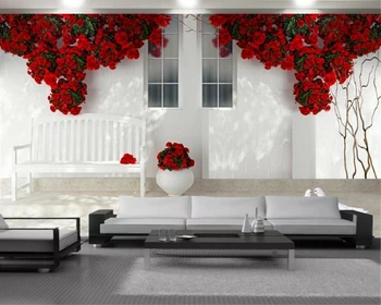 Romantické Červené Strom, 3d Tapety Obývací Pokoj Ložnice Pozadí Nástěnné Dekorační 3d Nástěnné Tapety
