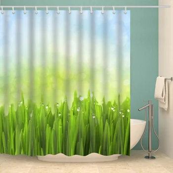 Rostliny, Květiny, Kaktus Zelené listy Sprchový Závěs umýt sprcha Vodotěsné Mildewproof Dekor s háčky pro Koupelny 180x200cm