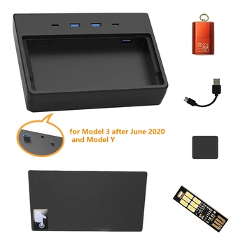 Rozbočovač USB,SSD Disk odkládací schránce Středové Konzole Kit Příslušenství pro Nový Tesla Model 3 Y Bezdrátové Nabíjení Pad Type-C USB-C Konektor