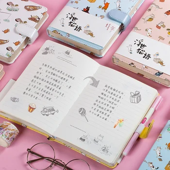 Roztomilý Kawaii Kočka Papírnictví Kožené Notebook Japonský Styl Barevné Stránce Notebook Kulka Deník Agenda 2020 Planner Filofax Poznámkový Blok