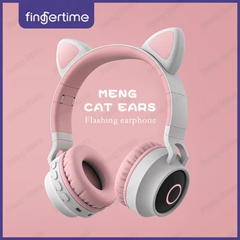 Roztomilý LED Cat Ear Bluetooth Bezdrátová Sluchátka skládací Cosplay kočka sluchátka Gaming Headset Pro hudbu, sluchátka S Mikrofony