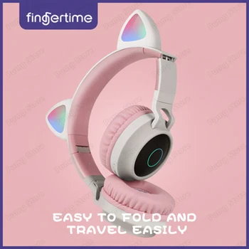 Roztomilý LED Cat Ear Bluetooth Bezdrátová Sluchátka skládací Cosplay kočka sluchátka Gaming Headset Pro hudbu, sluchátka S Mikrofony