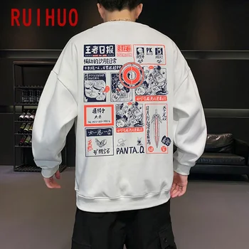 RUIHUO Japonsko Styl Vintage Mikina Muži Japonský Streetwear Muži Topy Harajuku Hip Hop Svetr Muži Mikiny M-3XL 2021