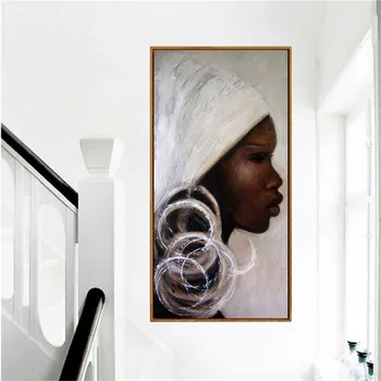 Ručně Malované africké portrét olejomalby černá bílá africe žena tvář Obrazy Na Plátně umění Zdi obraz domova