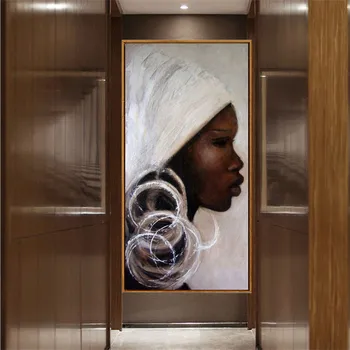 Ručně Malované africké portrét olejomalby černá bílá africe žena tvář Obrazy Na Plátně umění Zdi obraz domova