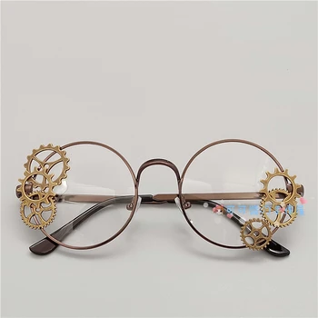 Ručně vyrobené obnovit starověké způsoby, kulaté brýle části se vztahují gay gothic heavy gear coser, kteří řetězce brýle