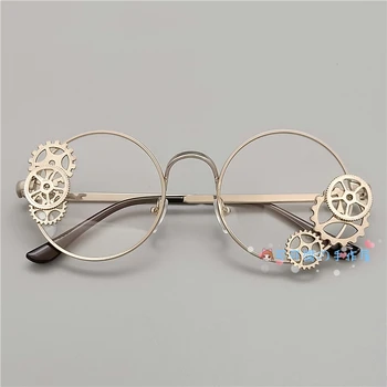 Ručně vyrobené obnovit starověké způsoby, kulaté brýle části se vztahují gay gothic heavy gear coser, kteří řetězce brýle