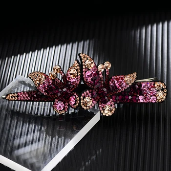 Ručně vyráběné Luxusní Rakousko Drahokamu Vlasy kolíky Módní Motýl Crystal ženy Vlasy Klip Pokročilé pryskyřice Svatební Vlasy Příslušenství