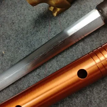 Ručně Vyráběné Čínské KungFu Meč Hudební Nástroje Flétna Meč Katana Z Překládané Oceli Ostrá Čepel Pochva Mědi